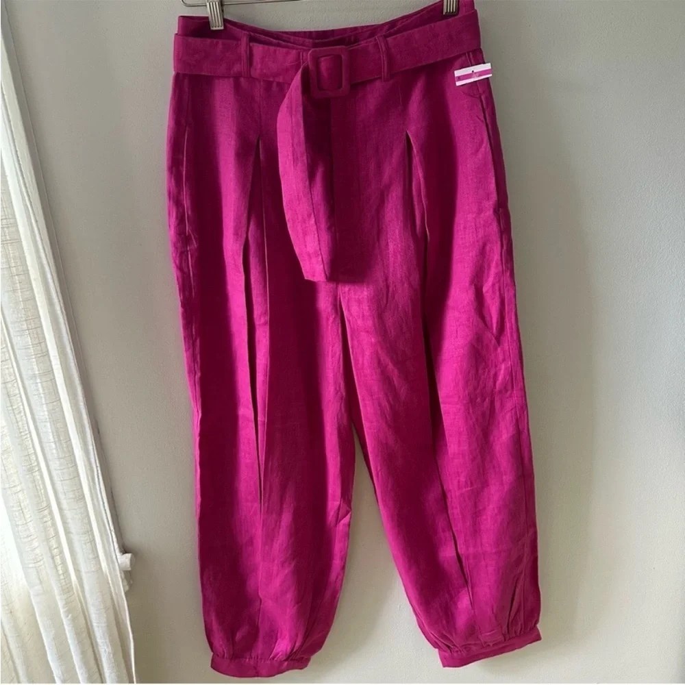 NWOT FARM Rio Pink Belt Linen Pants